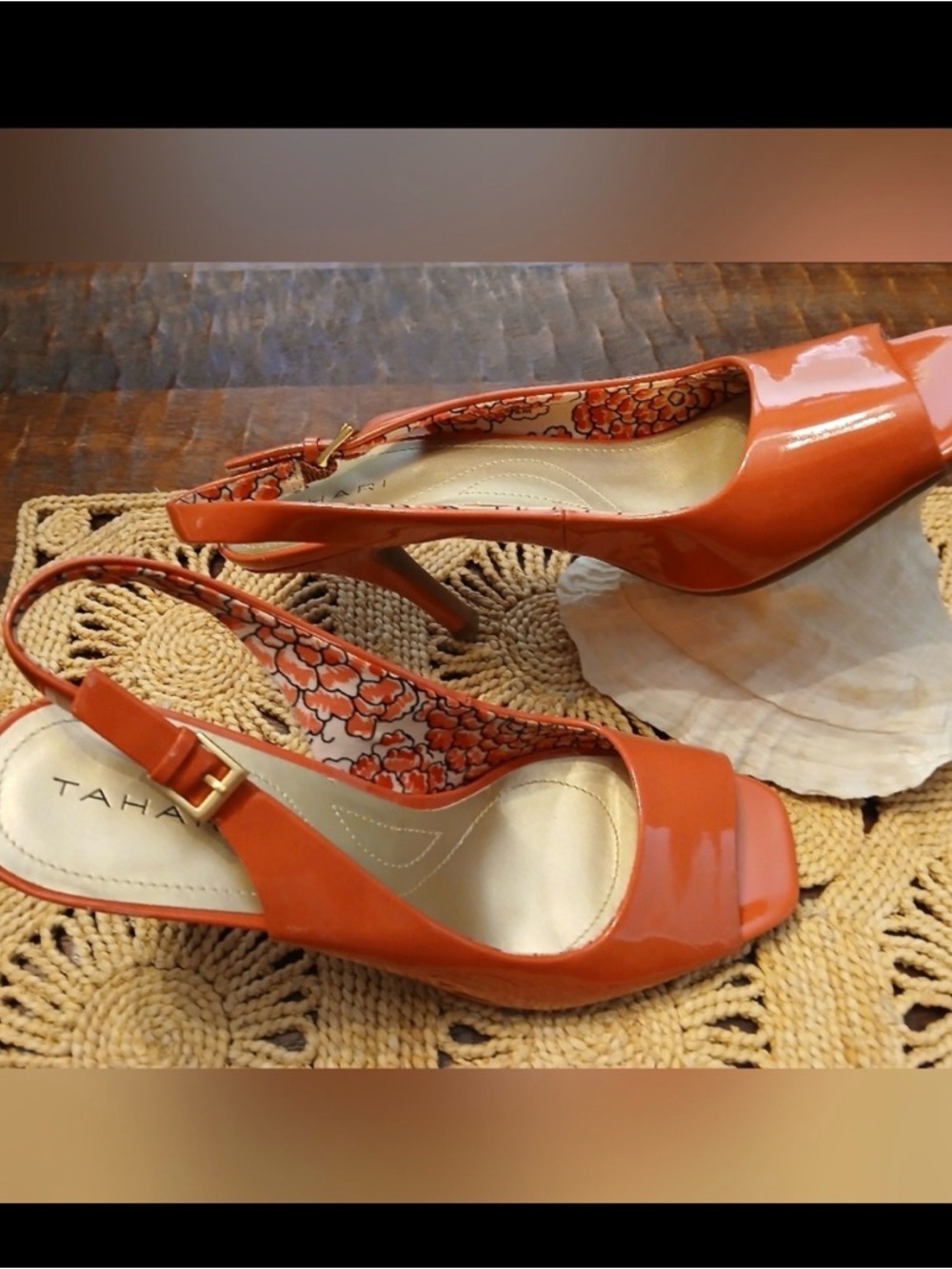 Tahari Coral Patent Leather Slingback Heels